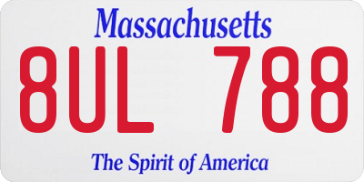 MA license plate 8UL788