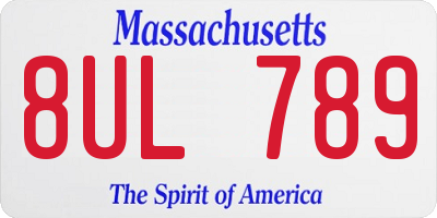 MA license plate 8UL789