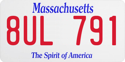 MA license plate 8UL791