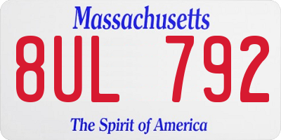 MA license plate 8UL792