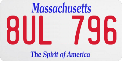 MA license plate 8UL796