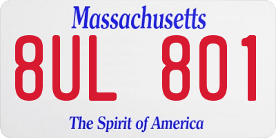 MA license plate 8UL801