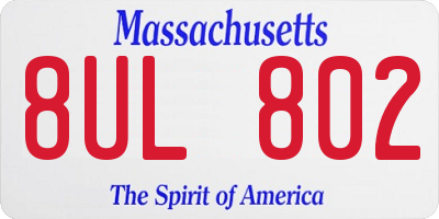 MA license plate 8UL802
