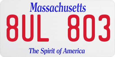 MA license plate 8UL803