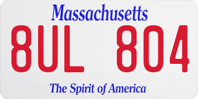 MA license plate 8UL804