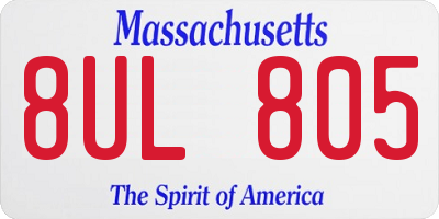 MA license plate 8UL805