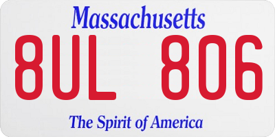 MA license plate 8UL806