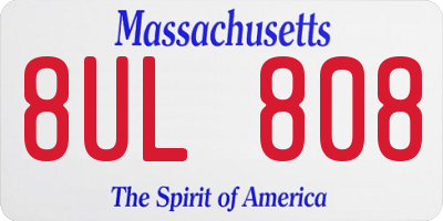 MA license plate 8UL808