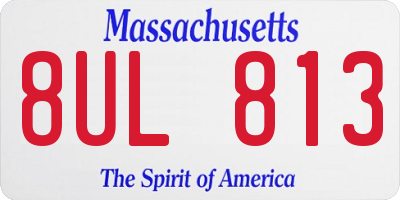 MA license plate 8UL813