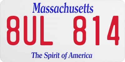 MA license plate 8UL814