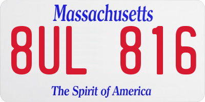 MA license plate 8UL816
