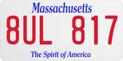 MA license plate 8UL817