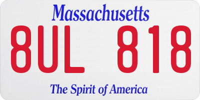 MA license plate 8UL818