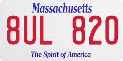 MA license plate 8UL820