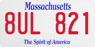 MA license plate 8UL821