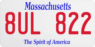 MA license plate 8UL822