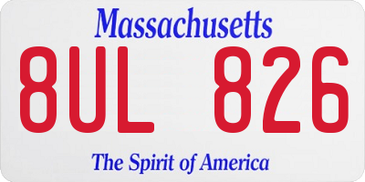 MA license plate 8UL826