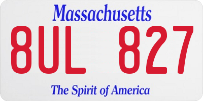 MA license plate 8UL827