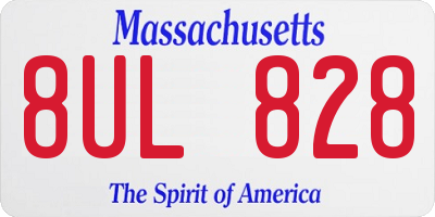 MA license plate 8UL828