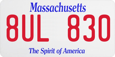 MA license plate 8UL830