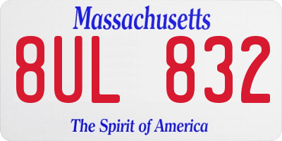 MA license plate 8UL832