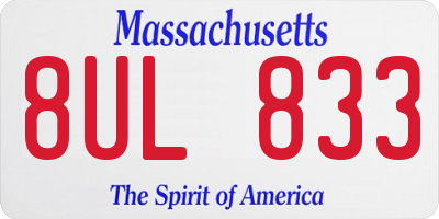 MA license plate 8UL833