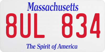 MA license plate 8UL834