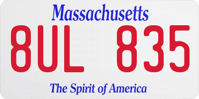 MA license plate 8UL835