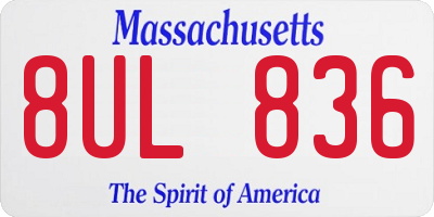 MA license plate 8UL836