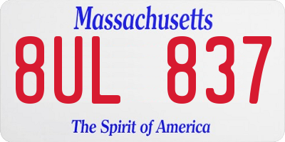 MA license plate 8UL837