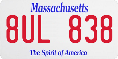 MA license plate 8UL838