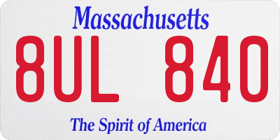 MA license plate 8UL840