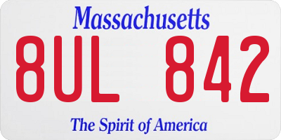 MA license plate 8UL842