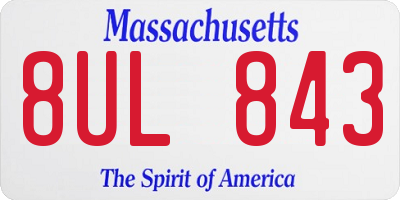 MA license plate 8UL843