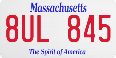 MA license plate 8UL845