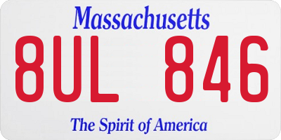 MA license plate 8UL846