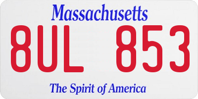 MA license plate 8UL853