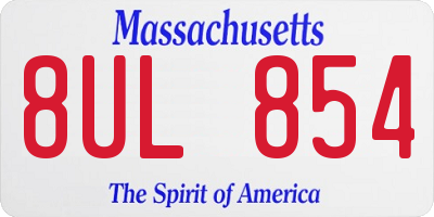 MA license plate 8UL854