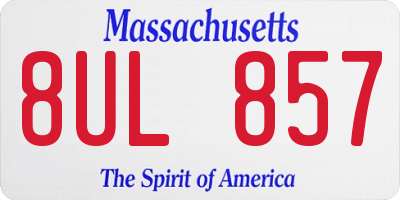 MA license plate 8UL857