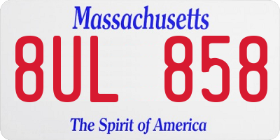 MA license plate 8UL858