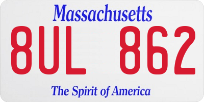MA license plate 8UL862