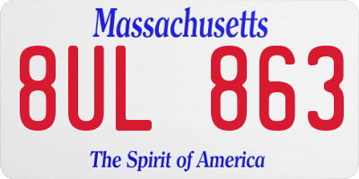 MA license plate 8UL863