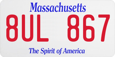 MA license plate 8UL867