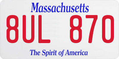 MA license plate 8UL870