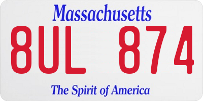 MA license plate 8UL874