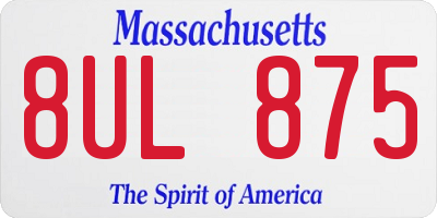 MA license plate 8UL875