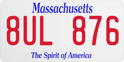 MA license plate 8UL876