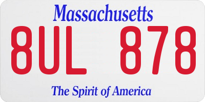 MA license plate 8UL878