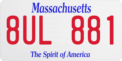 MA license plate 8UL881