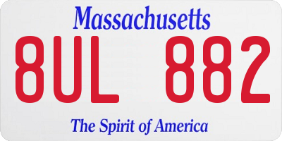 MA license plate 8UL882